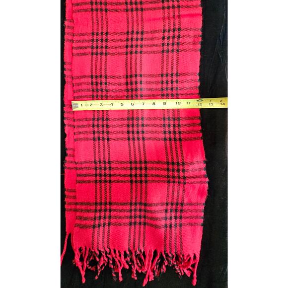 BURBERRYs of London 100% Lambswool RED Scarf Shawl Nova Check Vintage - Picture 6 of 8
